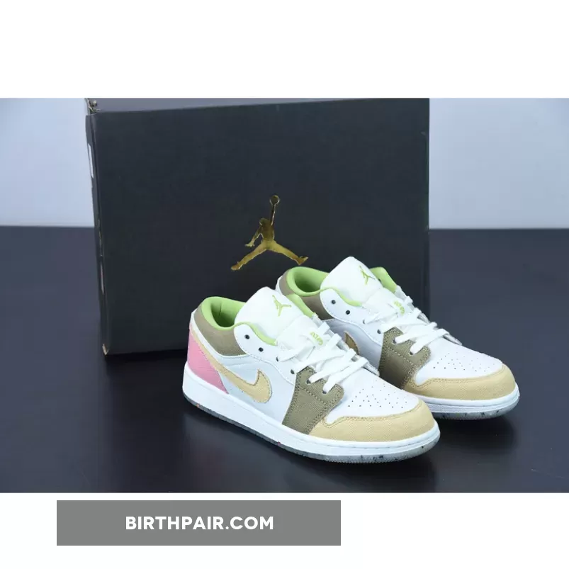 Jordan 1 White And Pink - Air Jordan 1 Low GS Recycled White/Tan-Pink DJ0341-100