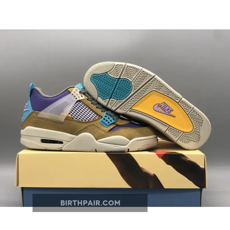 Union 4 Jordan / Union x Air Jordan 4 Desert Moss/Turquoise Blue-Dark Iris