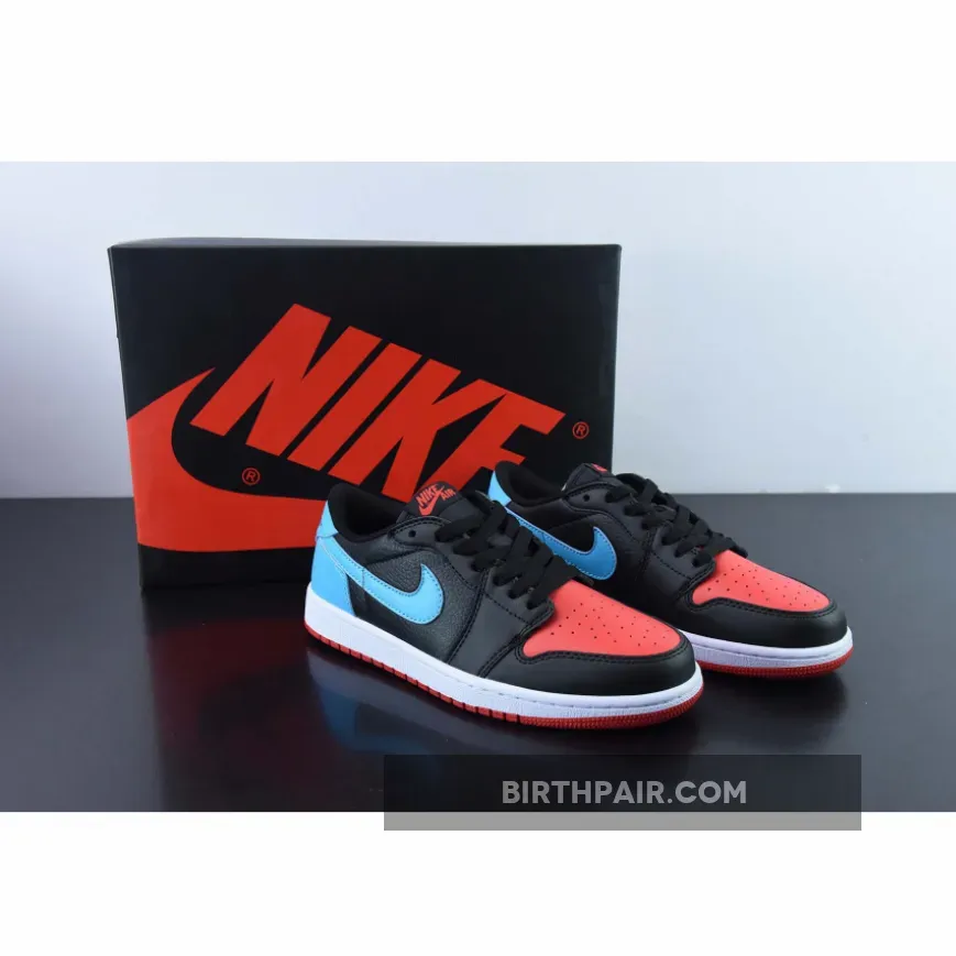 Air Jordan 1 Low OG 'UNC To Chicago' Black/Dark Powder Blue-Gym Red #air jordan 1 low unc