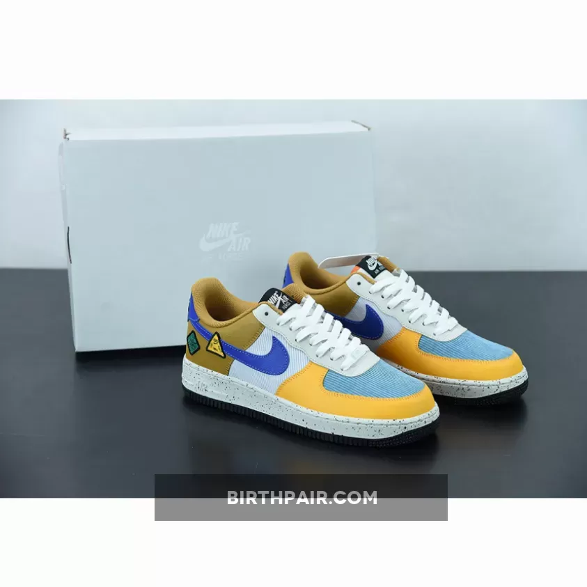 Nike Air Force 1 Low University Gold/Light Bone/Orange/Blue Stone Af1 Starfish