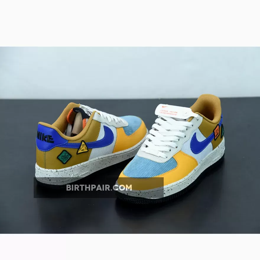 Nike Air Force 1 Low University Gold/Light Bone/Orange/Blue Stone Af1 Starfish