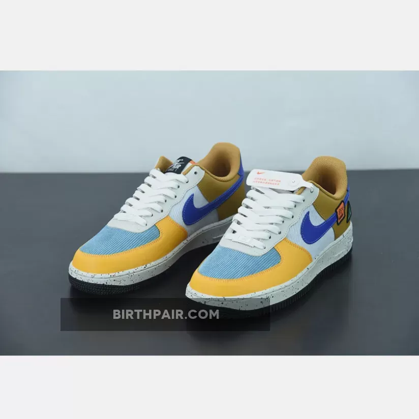 Nike Air Force 1 Low University Gold/Light Bone/Orange/Blue Stone Af1 Starfish