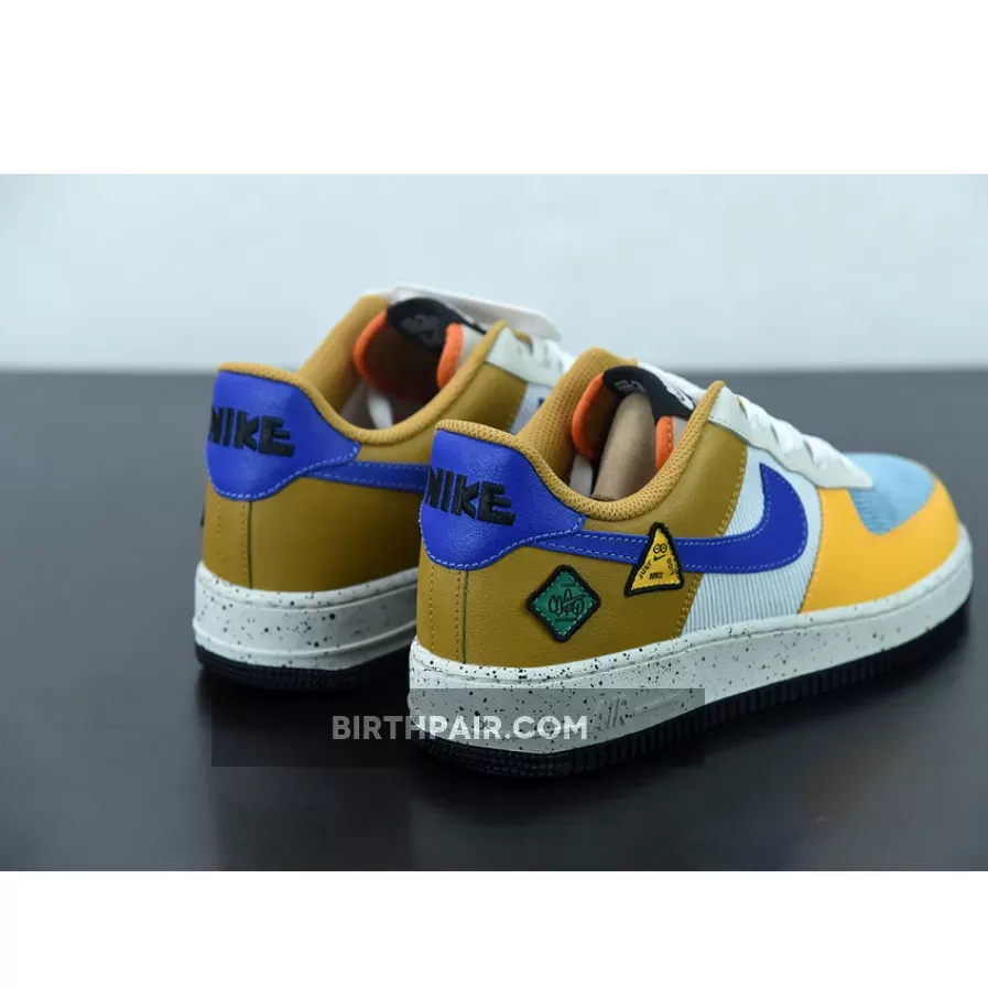 Nike Air Force 1 Low University Gold/Light Bone/Orange/Blue Stone Af1 Starfish