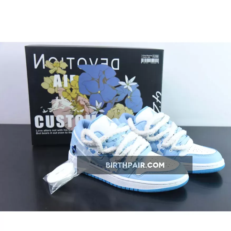 Custom Air Jordan 1 Low 'White/Ice Blue 1683355010 New Releases