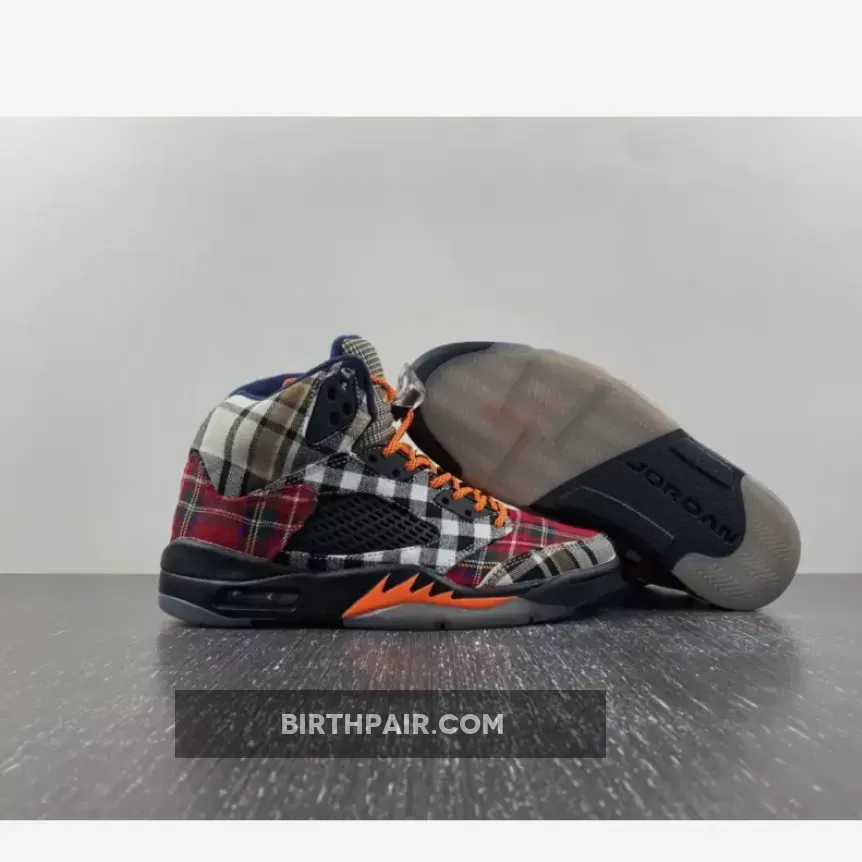 Air Jordan 5 Plaid Black/Total Orange New Sale