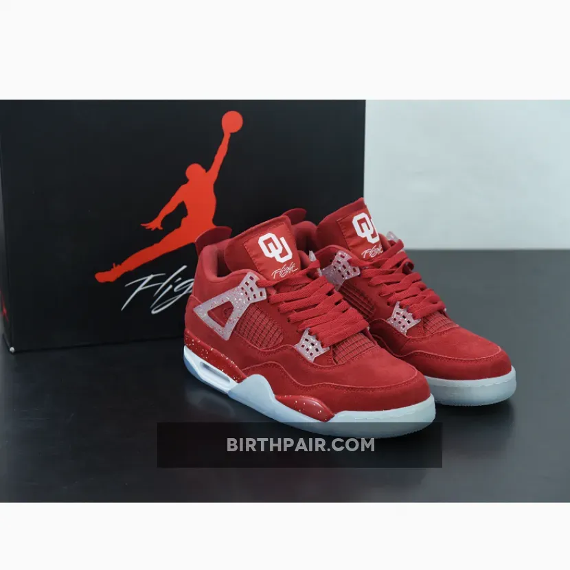 Oklahoma Sooners Jordan / Air Jordan 4 PE 'Oklahoma Sooners' Red