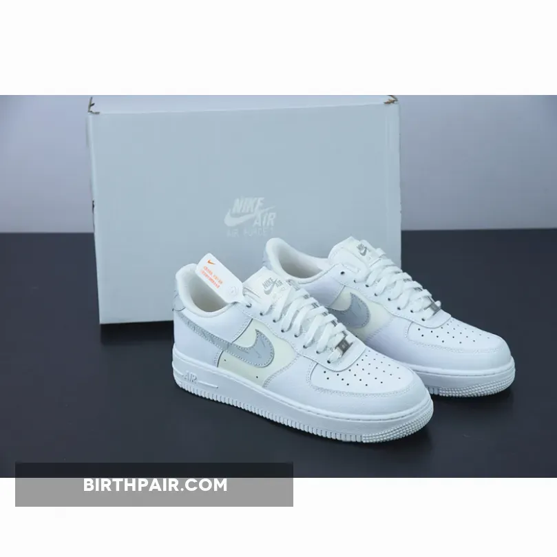 Nike Air Force 1 Low Mini Swooshes White Cream DV2237-100 / Nike Air Force 1 White With Silver Swoosh