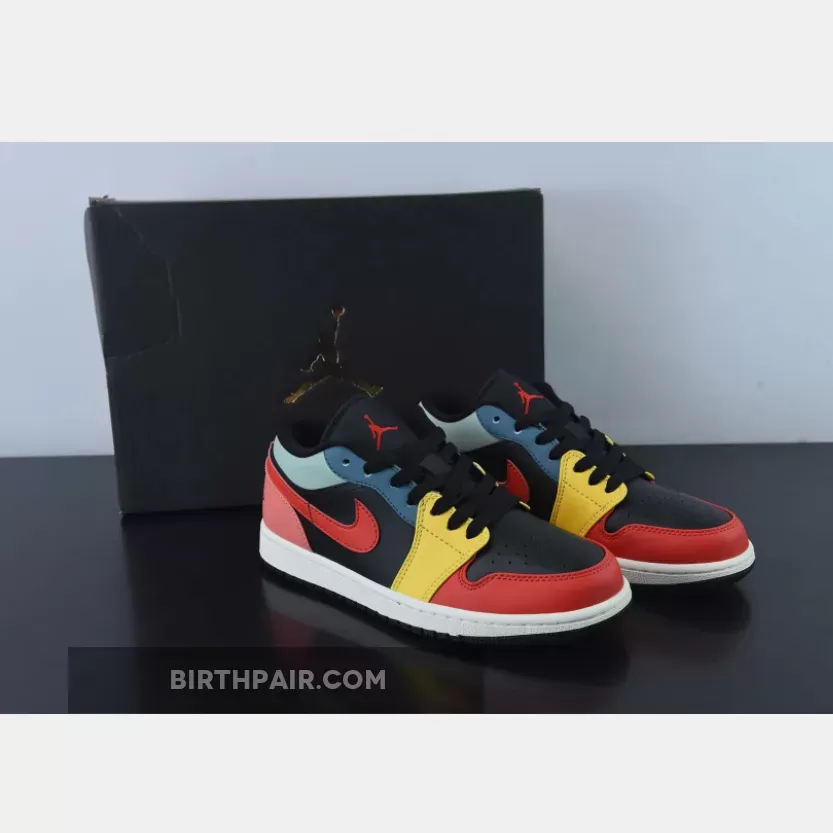Air Jordan 1 Low 'Black Multi' Black/Fire Red-Taxi-French Blue DN3739-060 Jordan 1 Low Se Black/fire Red/taxi/french Blue Womens Shoe