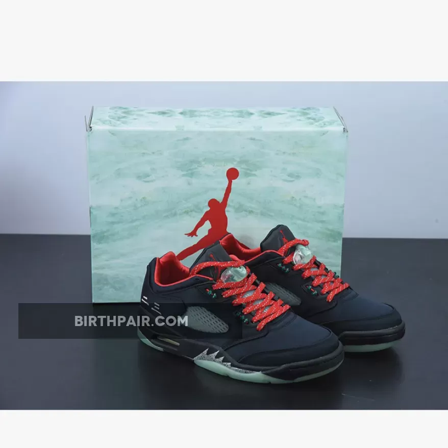 Clot x Air Jordan 5 Low Black Red Volt DM4640-036 - jordan 5 low black and red