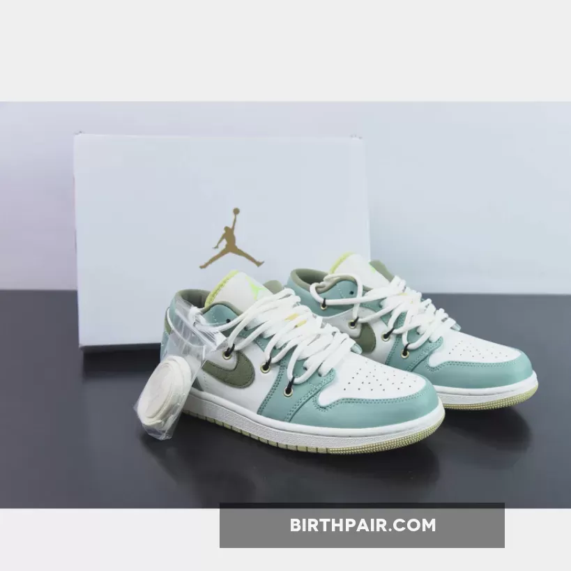 Custom Air Jordan 1 Low Sail White Oil Green FS-1771240574 Outlet