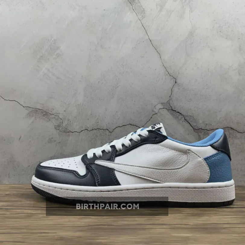 Travis Scott x Air Jordan 1 Low 'UNC' White Navy Blue Travis Scott White