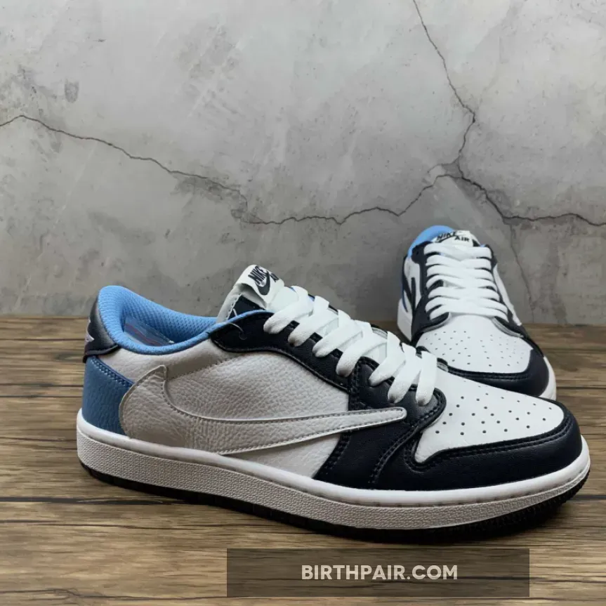 Travis Scott x Air Jordan 1 Low 'UNC' White Navy Blue Travis Scott White