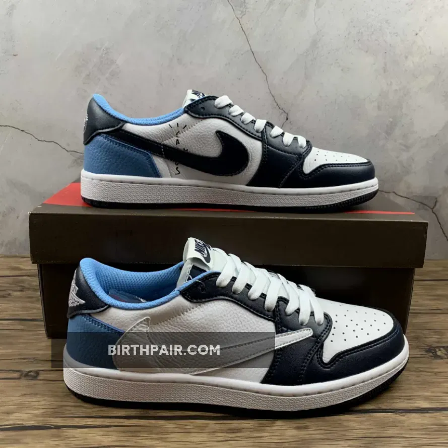 Travis Scott x Air Jordan 1 Low 'UNC' White Navy Blue Travis Scott White