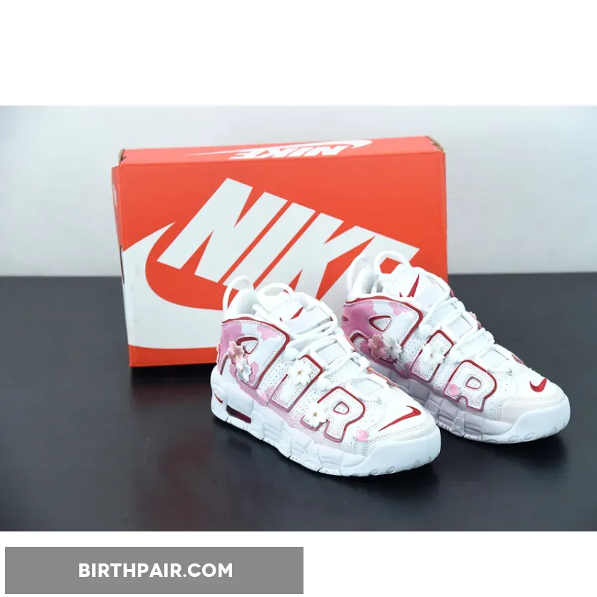 All White Nike Uptempo / Nike Air More Uptempo White Pink Flower