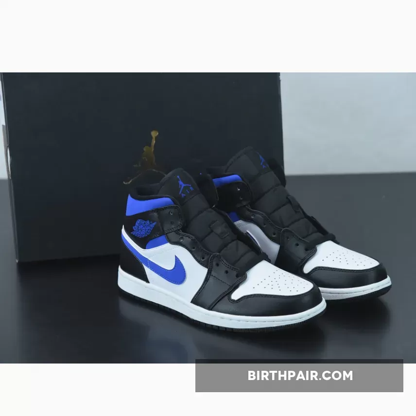 White And Blue Air Jordans Air Jordan 1 Mid White/Black-Racer Blue 554724-140