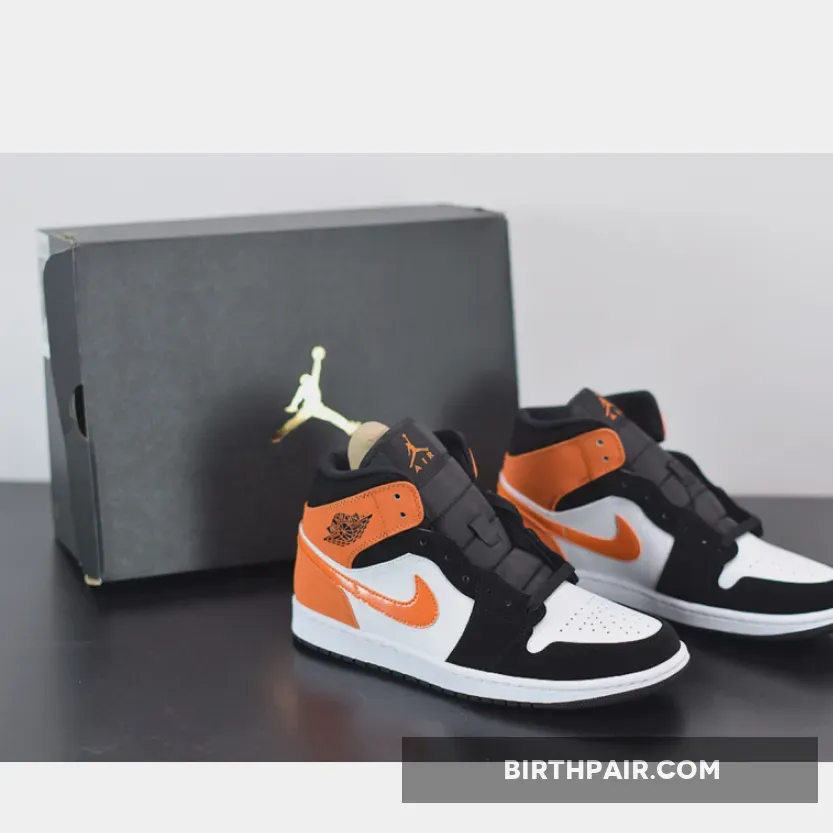 Air Jordan 1 Mid Shattered Backboard Black/Starfish-White AJ1 / air jordan 1 mid black/starfish/white/starfish