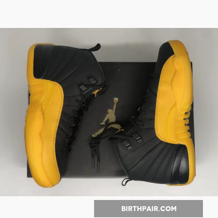 Air Jordan 12 Retro 'University Gold' Mens AJ12 130690-070 Black/Black-University Gold jordans 12 black and gold