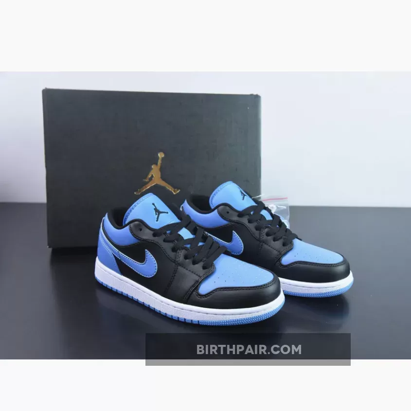 Air Jordan 1 Low Black/Black-University Blue-White 553558-041 For Sale