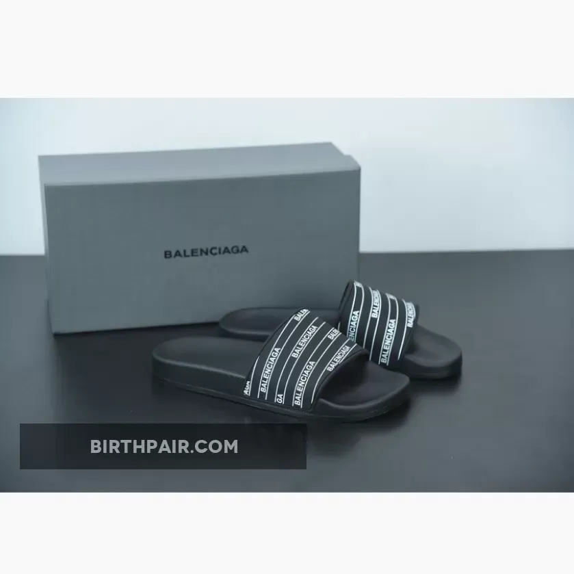 Balenciaga Logo Pool Sides Sandals Black White 1675867650 Restock