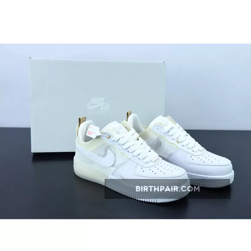 Nike Air Force 1 Low React White/Coconut Milk-Light Iron Ore DH7615-100 / Nike Air Force 1 React Coconut Milk