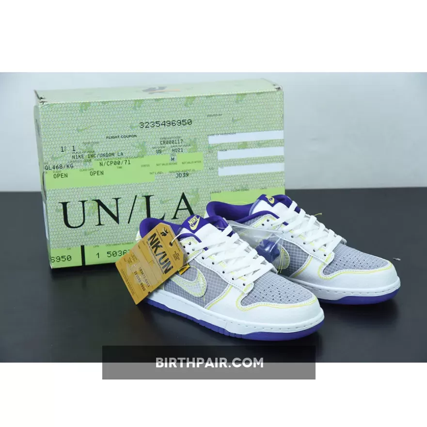 Union X Nike Dunk Low White Purple Yellow / Union Dunks Low