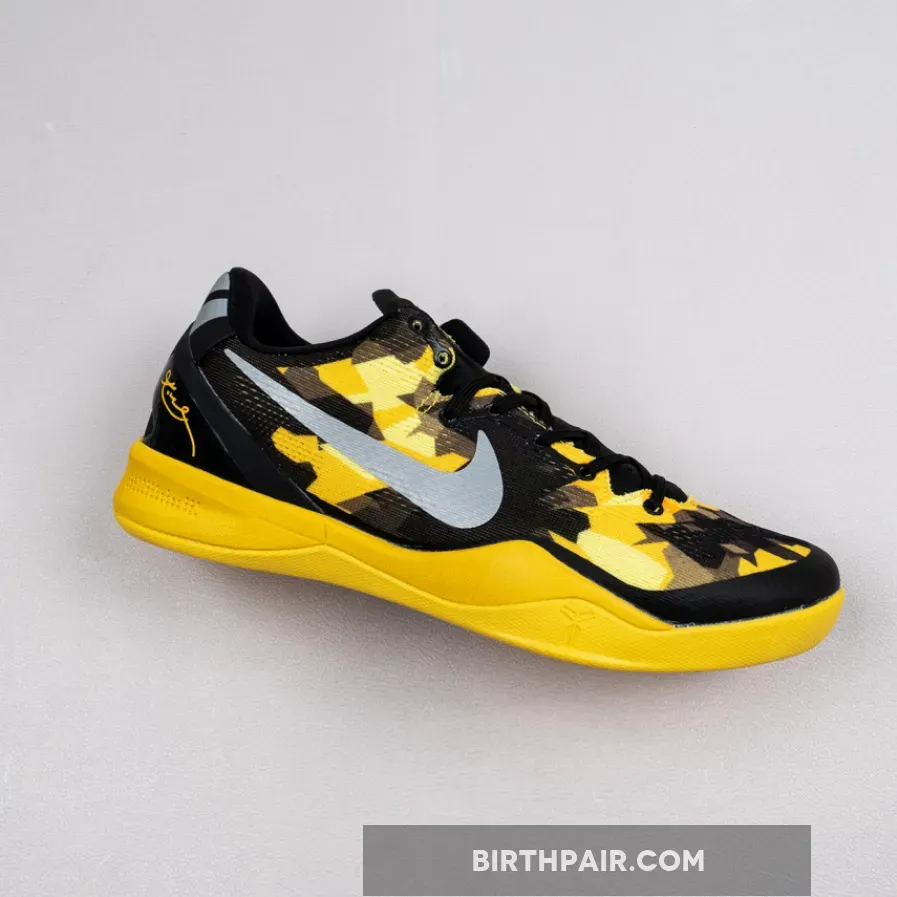 Nike Kobe 8 System Black/Strata Gray-Vivid Sulphur-Electric Yellow - kobe 8 sulfur