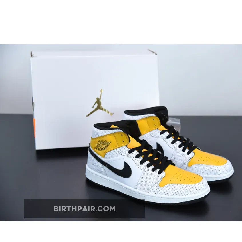 Air Jordan 1 Mid White/Black-University Gold / White University Gold Jordan 1
