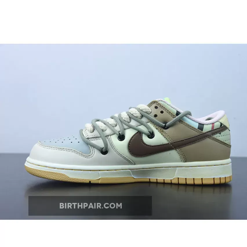 Brown And White Dunk Lows / Nike SB Dunk Low Prm 'Cashew Nut Flower' Beige Brown White