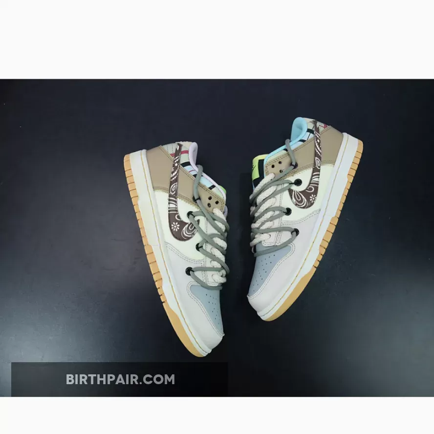 Brown And White Dunk Lows / Nike SB Dunk Low Prm 'Cashew Nut Flower' Beige Brown White