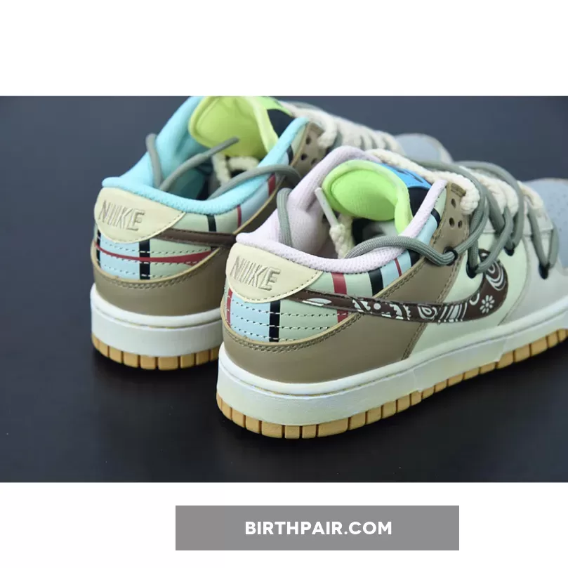 Brown And White Dunk Lows / Nike SB Dunk Low Prm 'Cashew Nut Flower' Beige Brown White