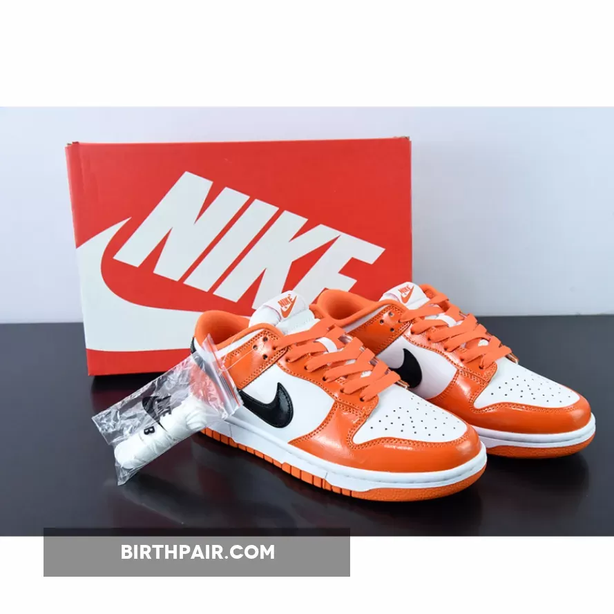 Nike Dunk Low White Orange Black Patent / Patent Dunks