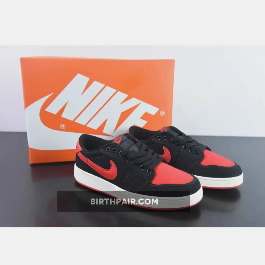 Ko Jordans Air Jordan 1 KO Low Bred Black/Varsity Red-White