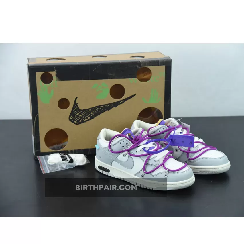 Off-White x Nike Dunk Low '28 of 50' Sail/Neutral Grey/Hyper Violet Dunks Violet