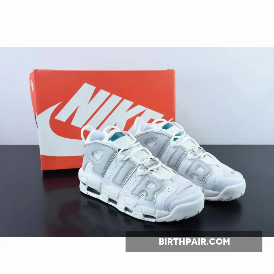 Nike Air More Uptempo White/Grey/Metallic Teal / Bling Air
