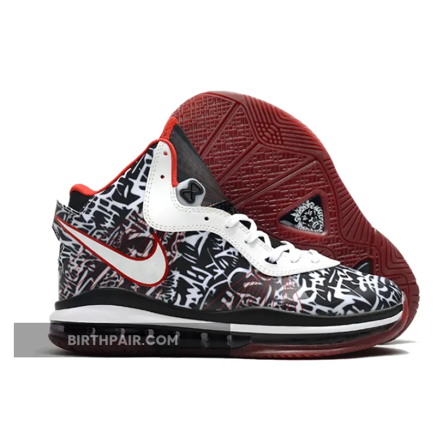 Red And Black Graffiti Nike LeBron 8 'Graffiti' White/University Red-Black