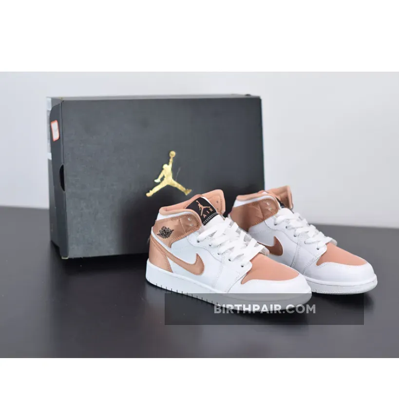 Rose Gold Jordan / Jordan 1 Mid White Rose Gold GS WMNS