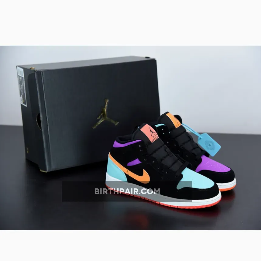Air Jordan 1 Mid 'Multi-Color' Black/Total Orange 554725-083 - Jordan 1 Orange And Black And White