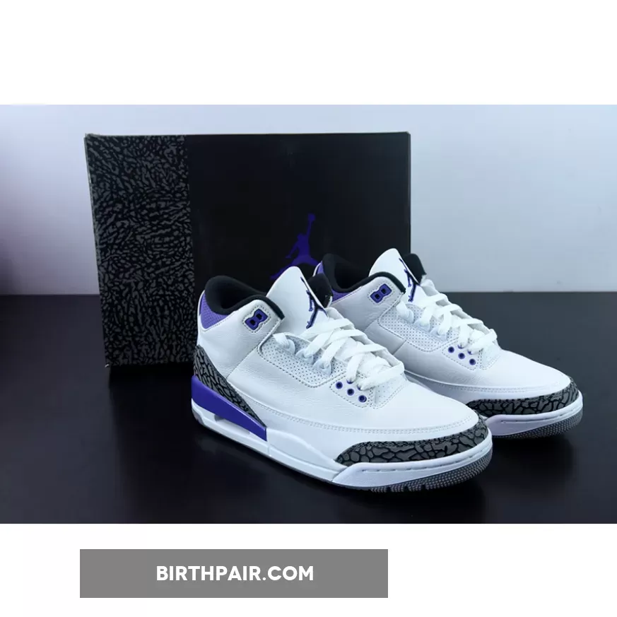 Air Jordan 3 White/Black-Dark Iris-Cement Grey / Jordan Dark Iris 3