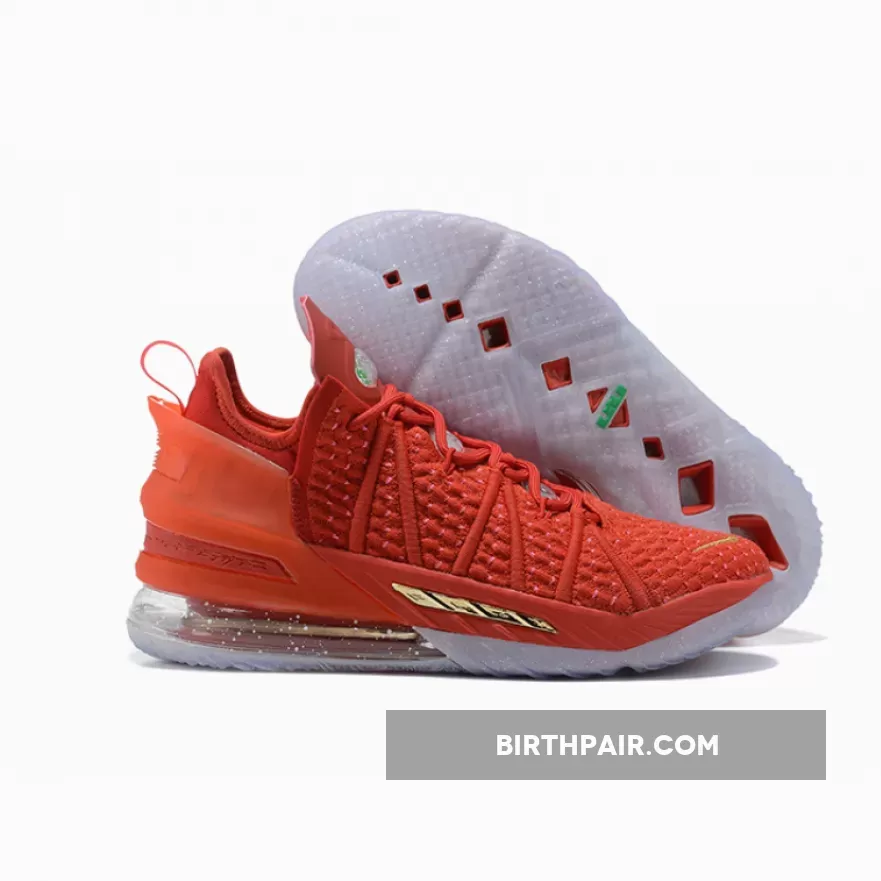 Nike LeBron 18 'X-Mas in LA' University Red Gold DB8148-601 lebron 18 red