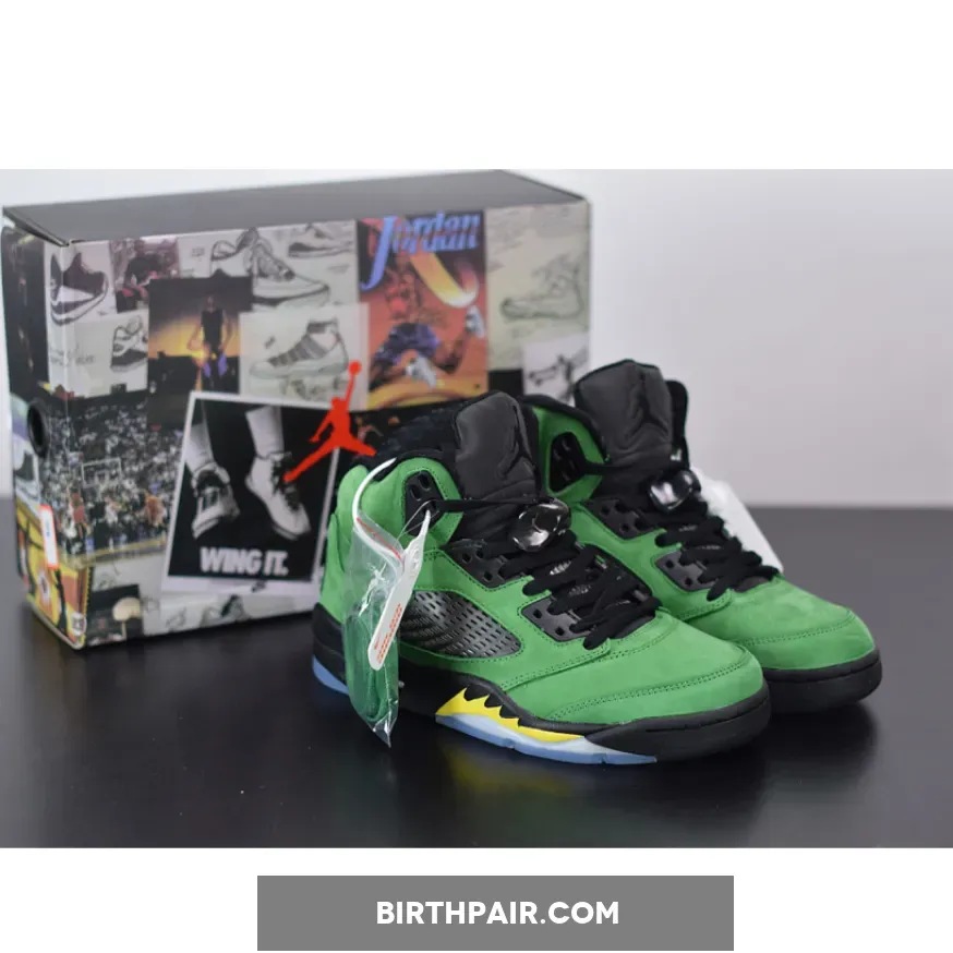 Air Jordan 5 SE 'Oregon' Apple Green/Black-Yellow Strike-Black Air Jordan 5 Green