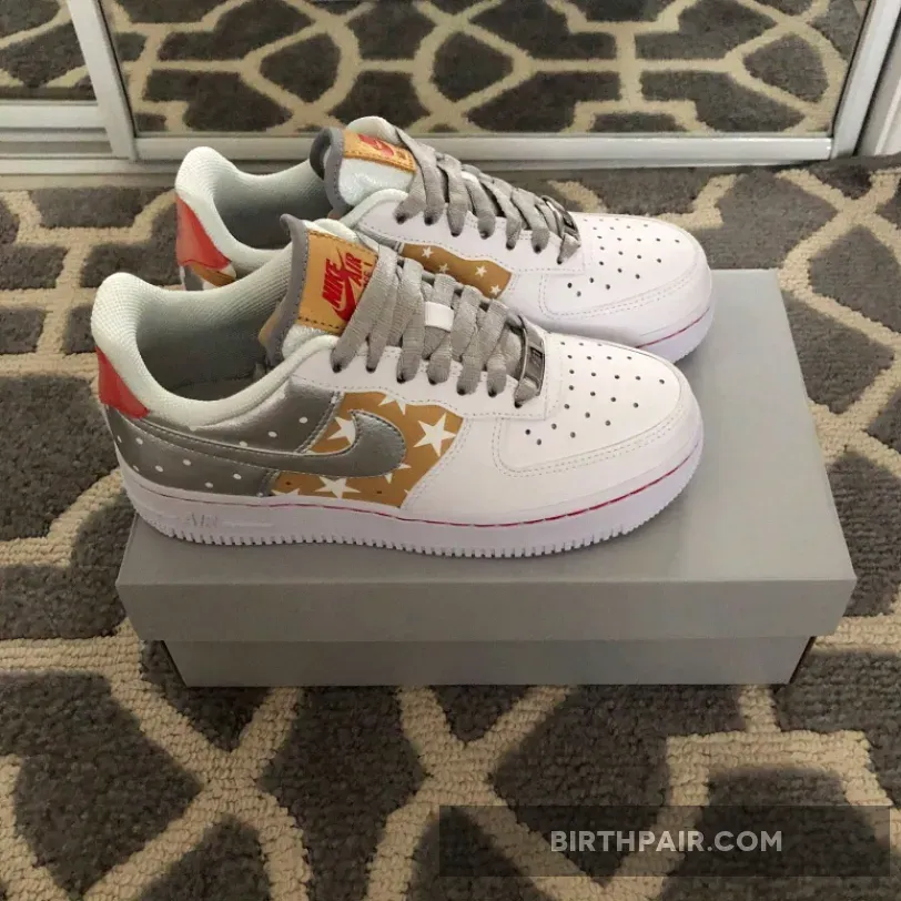 Air Force Ones With Stars Nike Air Force 1 Silver Gold Festive WMNS