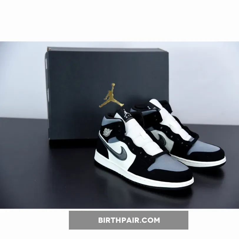 Air Jordan 1 Mid 'Satin' White Black Grey - Jordan Grey Toe 852542-011