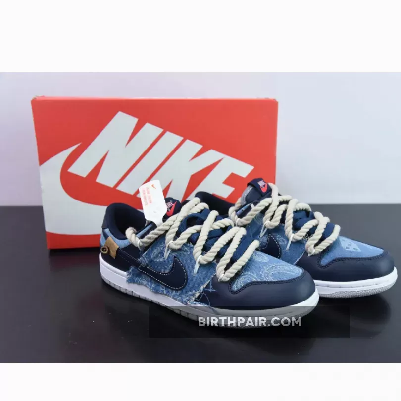 Custom Nike Dunk Low Denim Navy Blue 1685777641 Restock