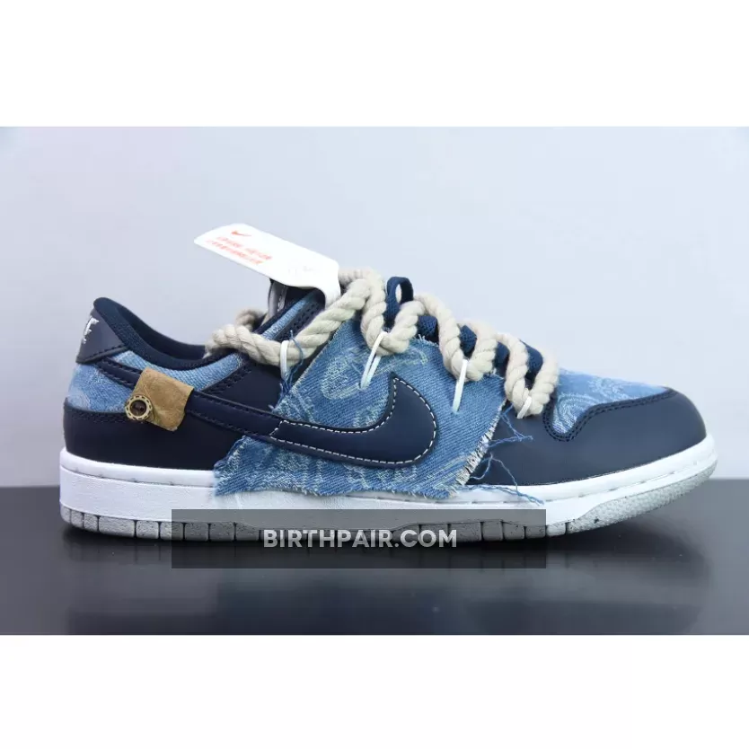 Custom Nike Dunk Low Denim Navy Blue New Releases