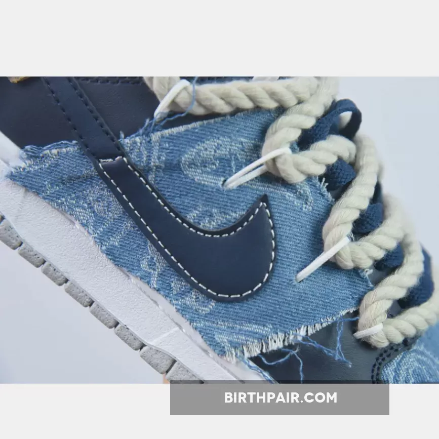 Custom Nike Dunk Low Denim Navy Blue New Releases