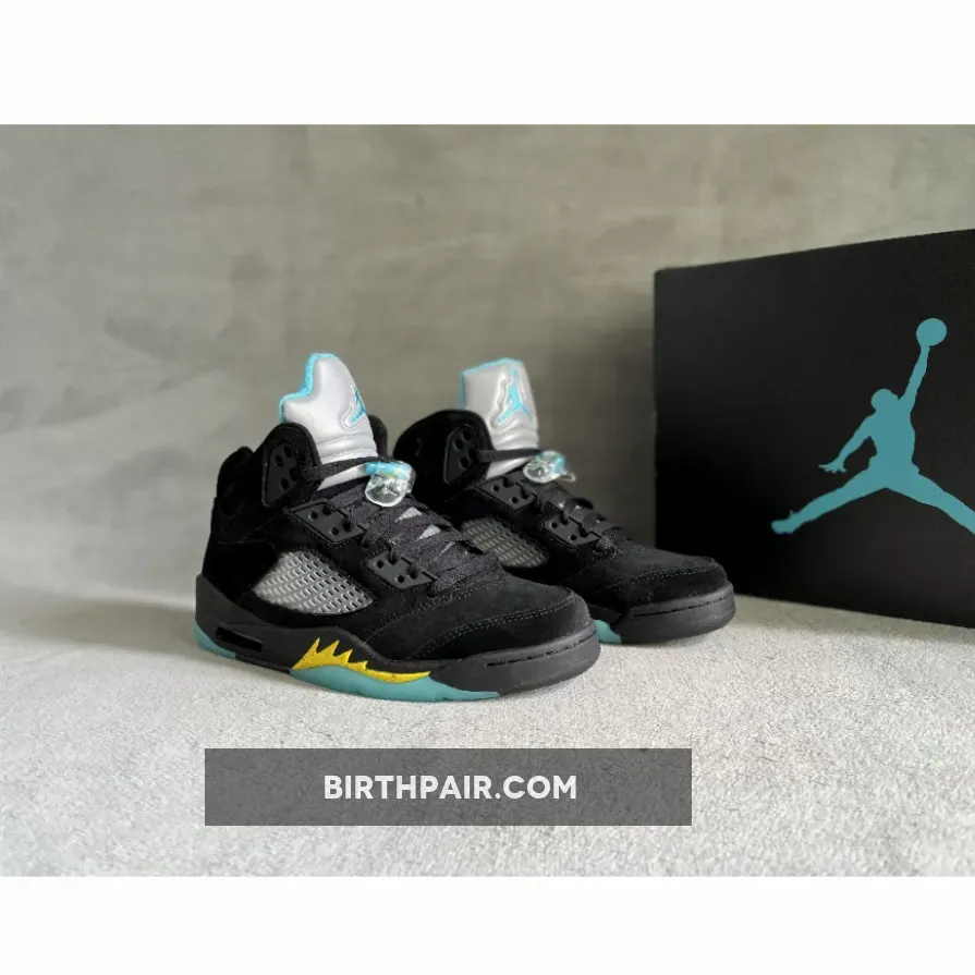 Air Jordan 5 'Aqua' Black/Aquatone-Taxi DD0587-047 #retro 5 black aqua