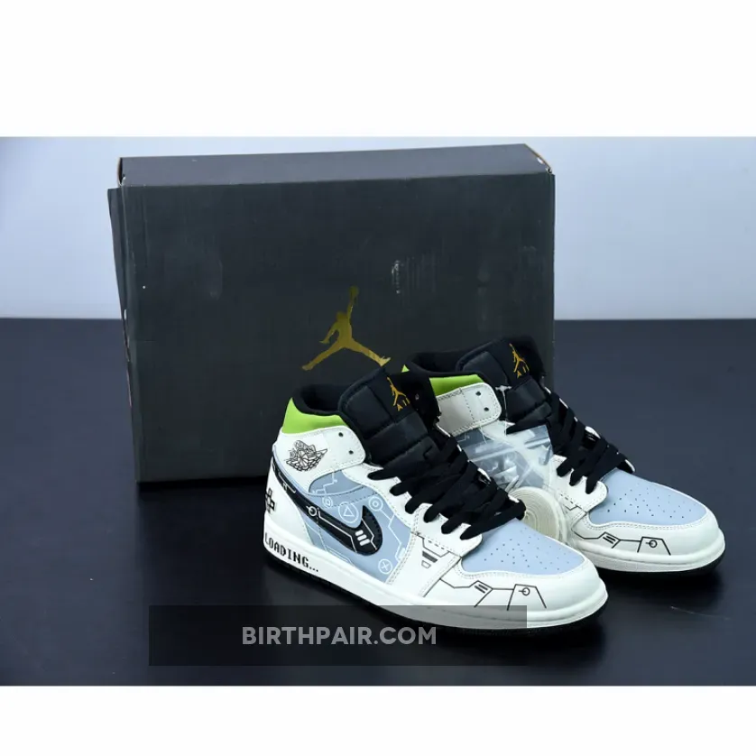 Air Jordan 1 Mid OG 'Video Game' White Grey Black - jordan 1 mid black and white grey