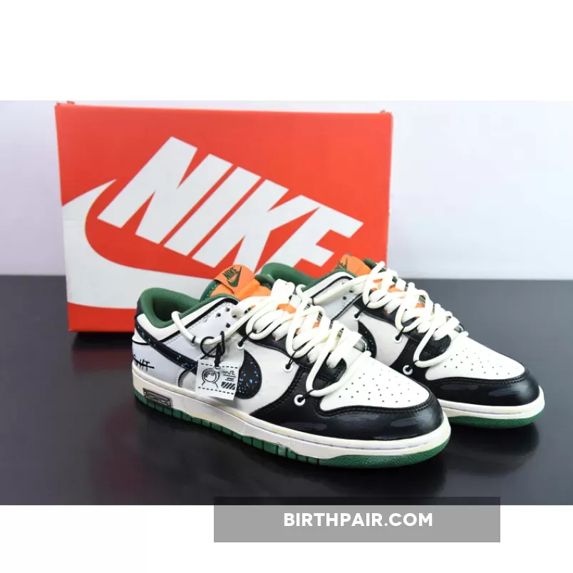 Orange And White Dunks Nike Dunk Low Custom 'Hold Me Tight' White Black Green Orange