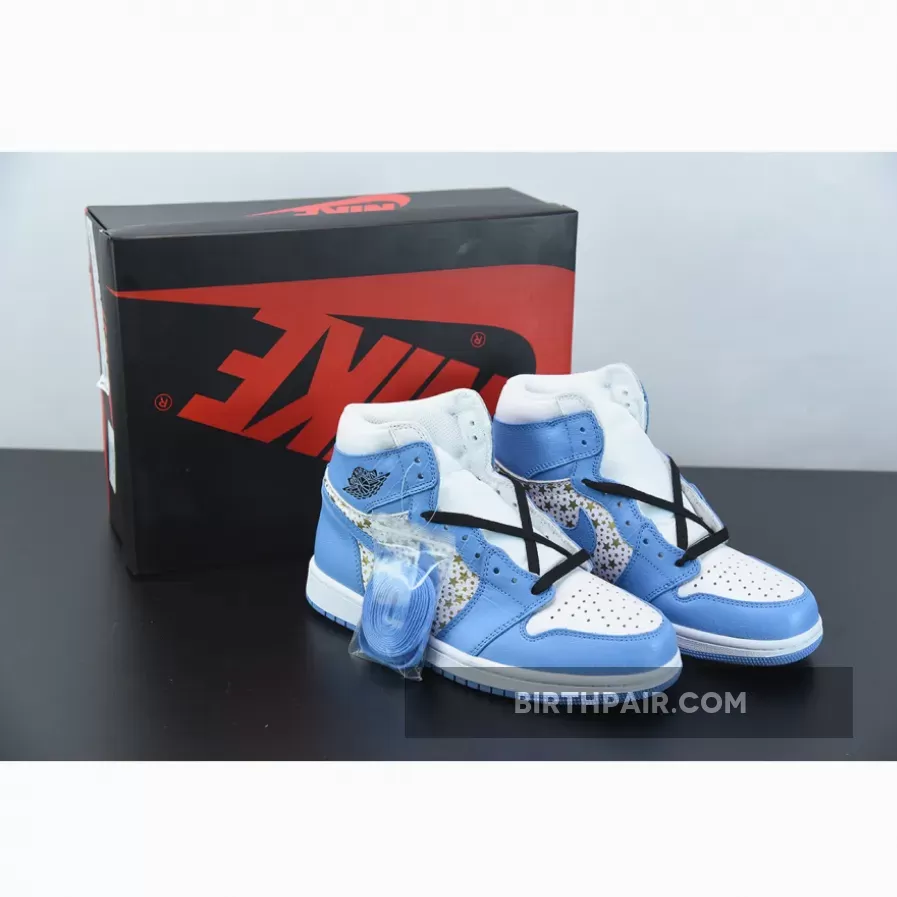 Cute Blue Jordans Supreme x Air Jordan 1 High Stars University Blue