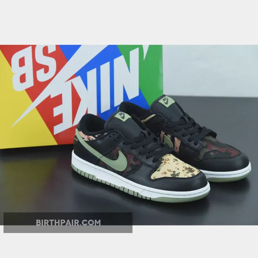 Nike Camo Dunk / Nike Dunk Low 'Black Multi Camo' Black/Oil Green